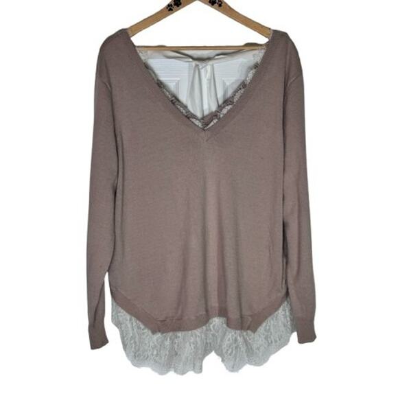Divided by H&M Sweaters - Divided H&M Women's XL Rose Lace-Trimmed  Romantic Tunic V-Neck Sweater XL